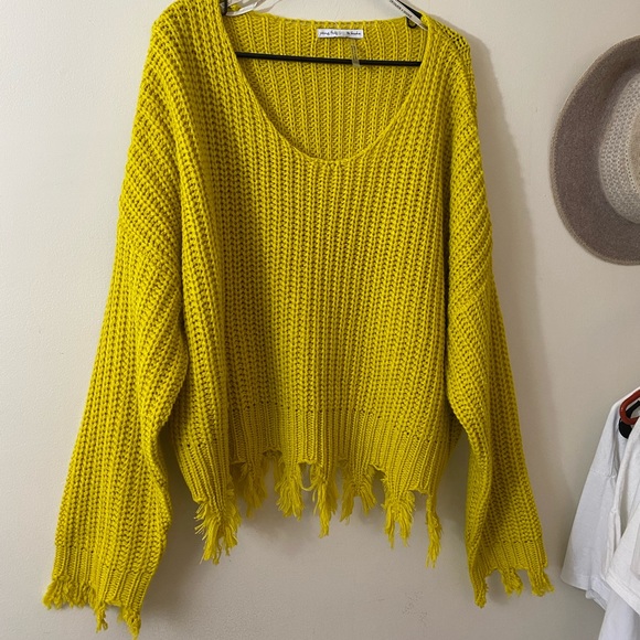 Young Fabulous & Broke Sweaters - YOUNG FABULOUS & BROKE YELLOW NEON SWEATER M/L